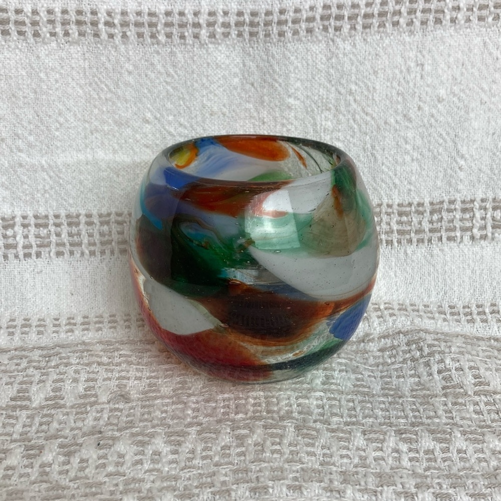 Hand Blown Rainbow Glass Cup